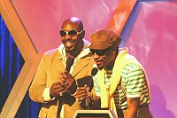 Photo of Sleepy Brown and Andre 3000 of Outkast on BET's 106 & Park Live in Hollywood