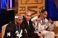 Photo of Nate Dogg, Warren G and Snoop Dogg<br> on BET's 106 & Park Live in Hollywood
