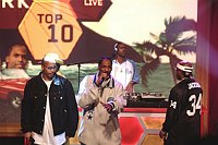 Photo of Warren G, Snoop Dogg and Nate Dogg<br> on BET's 106 & Park Live in Hollywood