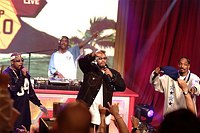 Photo of Nate Dogg, Warren G and Snoop Dogg<br> on BET's 106 & Park Live in Hollywood