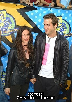 Photo of Alanis Morrissette and Ryan Reynolds<br>at the 2003 Movie Awards at Shrine Auditorium in Los Angeles 5/31/03.  , reference; DSCF5526