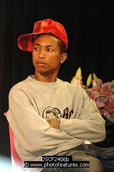 Photo of Pharrell Williams  at the 2004 BET Awards Nominees announcement ceremony at the Renaissance Hotel in Hollywood May 11th 2004. , reference; DSCF2406b