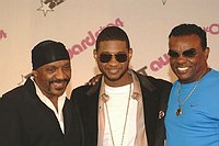 Photo of Ernie Isley, Usher and Ron Isley  at the 2004 BET Awards Nominees announcement ceremony at the Renaissance Hotel in Hollywood May 11th 2004.