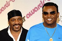 Photo of Isley Brothers Ernie Isley and Ron Isley  at the 2004 BET Awards Nominees announcement ceremony at the Renaissance Hotel in Hollywood May 11th 2004.