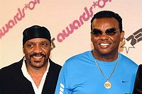 Photo of Isley Brothers Ernie Isley and Ron Isley  at the 2004 BET Awards Nominees announcement ceremony at the Renaissance Hotel in Hollywood May 11th 2004.