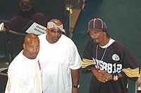 Photo of Warren G, Nate Dogg and Snoop Dogg of 213 at reheasals for the First BET Comedy Awards at the Pasadena Civic Auditorium, 27th September 2004. Photo by Chris Walter/Photofeatures.