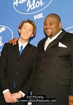 Photo of Clay Aiken and Ruben Studdard<br>at the finals of the second series of &quotAmerican Idol' at Universal Amphitheatre. , reference; DSCF5249a