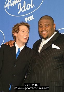Photo of Ruben Studdard, American Idol winner, and runner up Clay Aiken<br>at the finals of the second series of &quotAmerican Idol' at Universal Amphitheatre. , reference; DSCF5250a