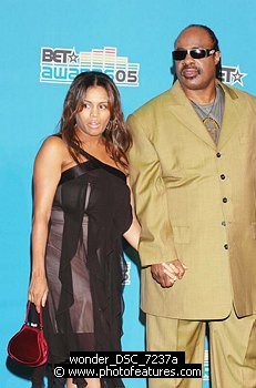 Photo of Stevie Wonder and wife Kai , reference; wonder_DSC_7237a