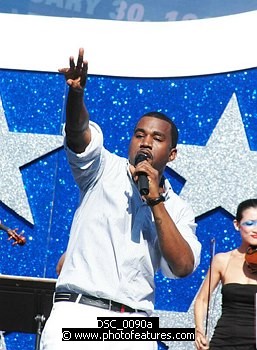 Photo of Kanye West performs at the NFL Opening Kickoff 2005 at the Los Angeles Coliseum , reference; DSC_0090a
