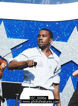 Photo of Kanye West performs at the NFL Opening Kickoff 2005 at the Los Angeles Coliseum , reference; DSC_0098a