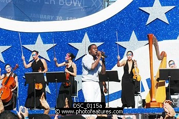 Photo of Kanye West performs at the NFL Opening Kickoff 2005 at the Los Angeles Coliseum , reference; DSC_0115a