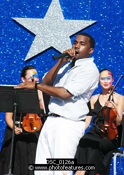 Photo of Kanye West performs at the NFL Opening Kickoff 2003 at the Los Angeles Coliseum, September 8th 2005.<br>Photo by Chris Walter/Photofeatures , reference; DSC_0126a