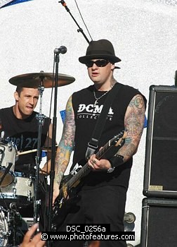Photo of Benji Madden of Good Charlotte performs at the NFL Opening Kickoff 2003 at the Los Angeles Coliseum, September 8th 2005.<br>Photo by Chris Walter/Photofeatures , reference; DSC_0256a