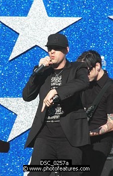 Photo of Joel Madden of Good Charlotte performs at the NFL Opening Kickoff 2003 at the Los Angeles Coliseum, September 8th 2005.<br>Photo by Chris Walter/Photofeatures , reference; DSC_0257a