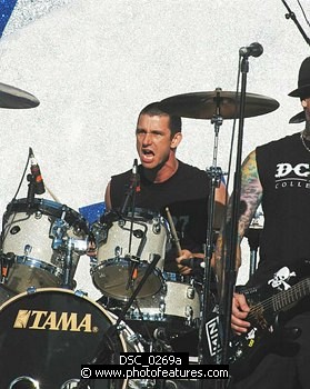 Photo of Good Charlotte  performs at the NFL Opening Kickoff 2003 at the Los Angeles Coliseum, September 8th 2005.<br>Photo by Chris Walter/Photofeatures , reference; DSC_0269a