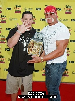 Photo of John Cena and Hulk Hogan<br>at the 2005 Teen Choice Awards at the Gibson Amphitheatre in Universal City, August 14th 2005. Photo by Chris Walter/Photofeatures. , reference; DSC_8053a
