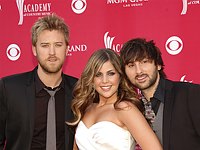 Photo of Ckarles Kelley, Hillary Scott and Dave Haywood of Lady Antebellum at the 2008 ACM Awards at MGM Grand in Las Vegas, May 18 2008.