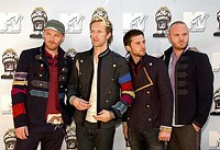 Photo of Coldplay - Jonny Buckland, Chris Martin, Guy Berryman and Will Champion arriving at the 2008 MTV Movie Awards at the Gibson Amphitheatre in Los Angeles, June 1st 2008.<br>Photo by Chris Walter/Photofeatures