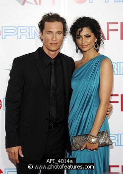 Photo of Matthew McConaughey and Camila Alves at the 37th AFI Life Achievement Awards Honoring Michael Douglas at Sony Studios, Culver City on June 11th 2009.  , reference; AFI_4014a
