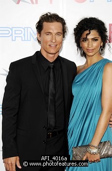 Photo of Matthew McConaughey and Camila Alves at the 37th AFI Life Achievement Awards Honoring Michael Douglas at Sony Studios, Culver City on June 11th 2009.  , reference; AFI_4016a