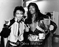 Photo of Adam Ant 1981 with RicK James at taping of Solid Gold