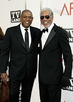 Photo of Forest Whitaker and Morgan Freeman arrive at AFI's 39th Annual Achievement Award Honoring Morgan Freeman at Sony Studios on June 9,2011 at Culver City, California.