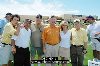 Photo of Gary Mele Deer, Cheech Marin, guest, Dan Quayle, Ann Liguori and Dennis Hopper  <br>at the 9th Alice Cooper Golf Tournament in Scottsdale to benefit his Solid Rock Foundation Charity, May 2nd 2005. phoo by Chris walter/Photofeatures. , reference; DSC_4941