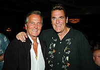 Photo of Pat Boone and game host Chuck Woolery<br>at the 9th Annual Alice Cooper Celebrity Golf Tournament in Scottsdale, Arizona, May 1st 2005.  Photo by Chris Walter/Photofeatures.