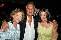 Photo of Pat Boone (c) with Jack Blades of Nightranger and his wife Mollie<br>at the 9th Annual Alice Cooper Celebrity Golf Tournament in Scottsdale, Arizona, May 1st 2005.  Photo by Chris Walter/Photofeatures.