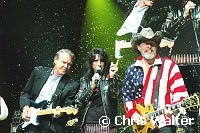 Glen Campbell, Alice Cooper and Ted Nugent at Alice Cooper's Christmas Pudding show for his Solid Rock Foundation Charity at Dodge Theatre in Phoenix, Arizona, December 18th 2004. Photo by Chris Walter/Photofeatures.
