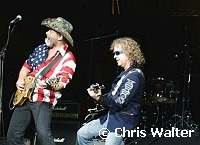Ted Nugent and Jack Blades in Damn Yankees which played together for first time in 10 years at Alice Cooper's Christmas Pudding show for his Solid Rock Foundation Charity at Dodge Theatre in Phoenix, Arizona, December 18th 2004. Photo by Chris Walter/Photofeatures.