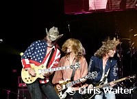 Ted Nugent, Tommy Shaw and Jack Blades in Damn Yankees which played together for first time in 10 years at Alice Cooper's Christmas Pudding show for his Solid Rock Foundation Charity at Dodge Theatre in Phoenix, Arizona, December 18th 2004. Photo by Chris Walter/Photofeatures.
