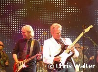 Styx's James Young and Don Felder<br>at Alice Cooper's Christmas Pudding show to benefit his Solid Rock Foundation for children, Dodge Theatre in Phoenix, December 17th 2005.<br>