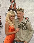 Paris Hilton and Nick Carter (of Backstreet Boys) at the 2004 MTV Movie Awards at Sony Picture Studios in Culver City 6/5/2004 
