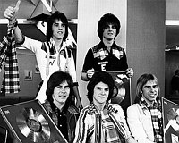 Photo of Bay City Rollers 1975 Stuart Wood, Eric Faulkner A;am Longmuir Les McKeon and Derek Longmuir