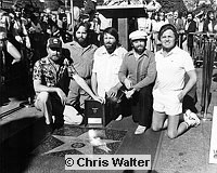 Photo of Beach Boys 1980 Mike Love, Carl Wilson, Brian Wilson, Al Jardine and Bruce Johnston Star on Hollywood Walk Of Fame