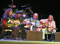 Photo of Donovan, Mark Hudson, Spencer Davis and Billy J Kramer jam at Beatlefest 2008 Las Vegas at the Mirage Hotel, July 1st 2008.<br>Photo by Chris Walter/Photofeatures