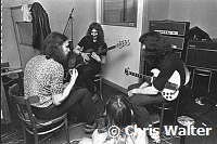 Black Sabbath 1970 Geezer Butler Tony Iommi Ozzy Osbourne and Bill Ward at Regent Sounds during Paranoid sessions<br> Chris Walter