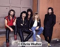 Photo of Black Sabbath 1985 Geoff Nicholls, Tony Iommi. Dave Spitz, Eric Singer, Glenn Hughes<br> Chris Walter<br><br>BLACK SABBATH early 1970's