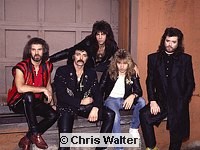 Photo of Black Sabbath 1985 Geoff Nicholls, Tony Iommi, Dave Spitz, Eric Singer, Glenn Hughes<br> Chris Walter<br><br>BLACK SABBATH early 1970's