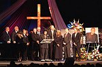 Photo of The Righteous Brothers Band at The Bobby Hatfield Celebration Of Life. Bobby Hatfield of The Righteous Brothers was remembered by his singing Partner Bill Medley, His wife Linda, his children Vallyn, Dustin, Bobby Jr and Kalin, their band and hundreds of guests and fans at Mariners Church in Irvine, Ca...