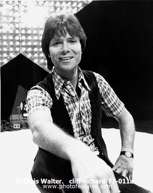 Photo of Cliff Richard for media use , reference; cliff-richard-77-011a,www.photofeatures.com