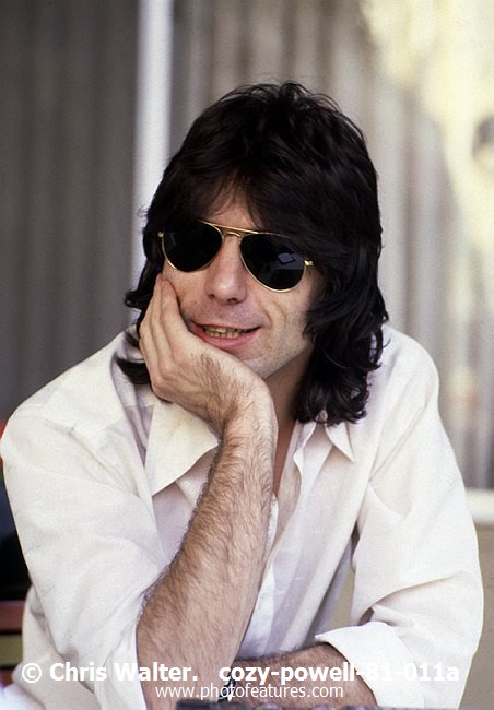Photo of Cozy Powell for media use , reference; cozy-powell-81-011a,www.photofeatures.com