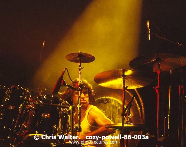 Photo of Cozy Powell for media use , reference; cozy-powell-86-003a,www.photofeatures.com