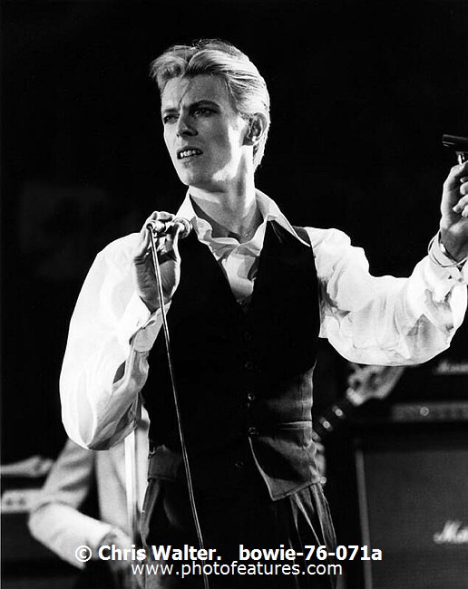 Photo of David Bowie for media use , reference; bowie-76-071a,www.photofeatures.com