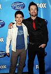 Photo of David Archuleta and David Cook after the 2008 American Idol Final Show at the Nokia Theatre in Los Angeles, May 20th 2008.<br>