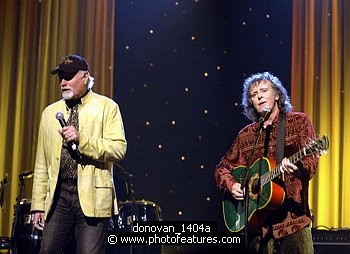 Photo of Beach Boys Mike Love and Donovan <br>in concert for the David Lynch Foundation for Consciousness-Based Education and the David Lynch book &quotCatching The Big Fish: Meditation, Consciousness and Creativity&quot at the Kodak Theatre in Hollywood, January 21st 2007.<br>Photo by Chris Walter/Photofeatures , reference; donovan_1404a