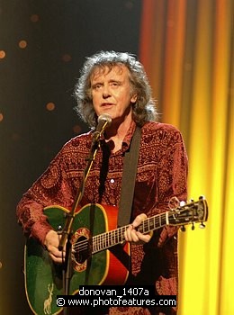 Photo of Donovan <br>in concert for the David Lynch Foundation for Consciousness-Based Education and the David Lynch book &quotCatching The Big Fish: Meditation, Consciousness and Creativity" at the Kodak Theatre in Hollywood, January 21st 2007.<br>Photo by Chris Walter/Photofeatures , reference; donovan_1407a