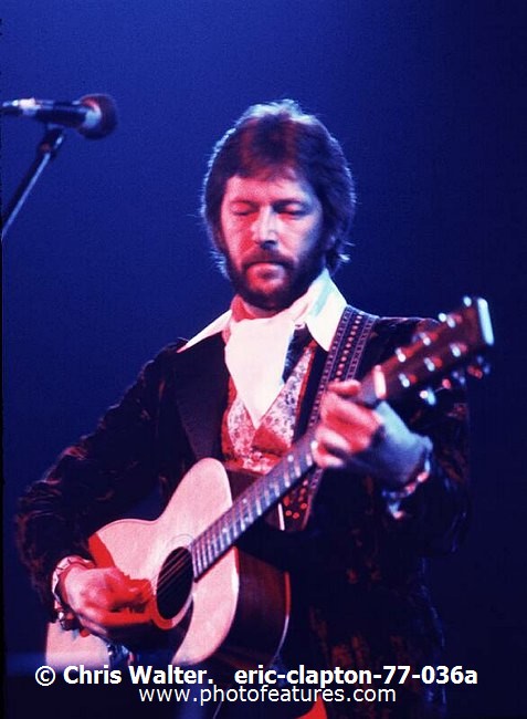 Photo of Eric Clapton for media use , reference; eric-clapton-77-036a,www.photofeatures.com